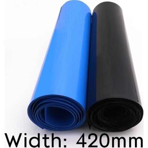 Width 420mm (Diameter 268mm) Lipo Battery Wrap PVC Heat Shrink Tube Insulated Case Sleeve Protection Cover Flat Pack Blue Black