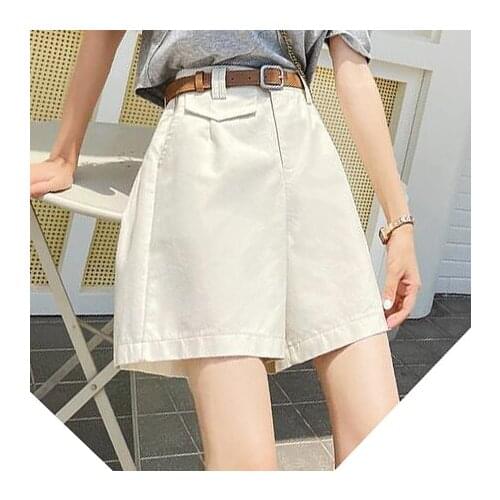 Workwear five-point pants womens summer thin high-waist suit pants a-line wide-leg shorts white casual wide-leg pants