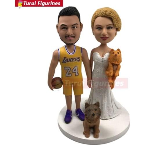 Wedding Cake Topper Custom Bobble Head Groom Basketball Wedding Cake Topper sports figure Personalized Wedding Cake Toppe