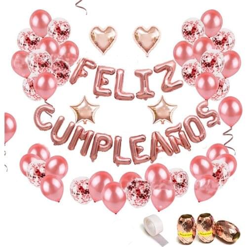 16inches Spanish Happy Birthday Letters Balloons Lowercase Conjoined Alphabet Foil Globo Birthday Party Decor Banner Baby Shower