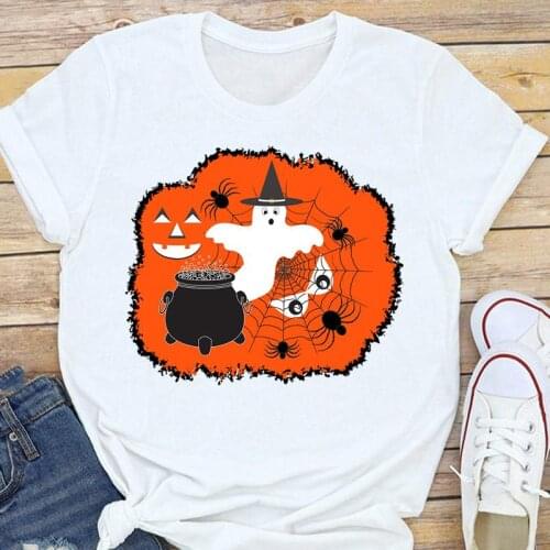 Graphic Holiday Witch 2021 Tees Fall Autumn Women Halloween Thanksgiving Female 90s Cartoon Print Tops Tshirt T-Shirt