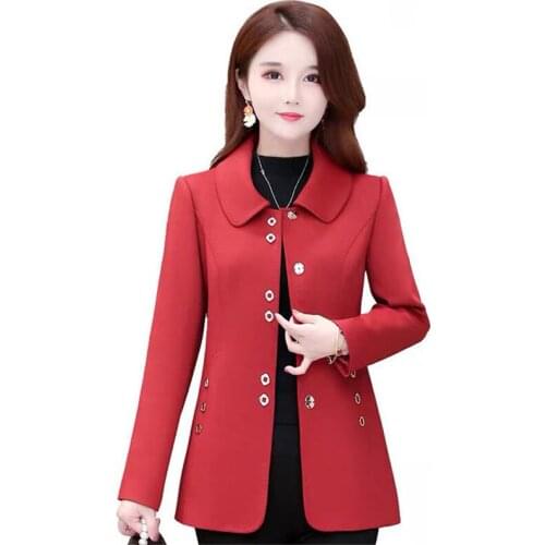 Women High-end Jacket 2021Femme Spring Autumn Fashion Coat Middle-aged Women Short Jackets Plus Size 5XL Overcoat With Lined A