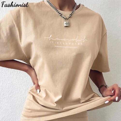 Casual Basic Womens Two Pieces of Sets Homewear Oversize Shirt and Skinny Shorts Set Streetwear Letter Print Set