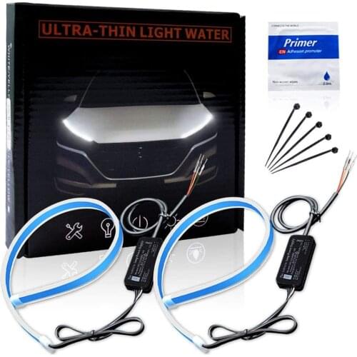 1-Set 60CM Car DRL LED Tube Strip Style Flowing Bar Silicone Tear Strip Headlight Turn Signal Parking Lamp White / Amber