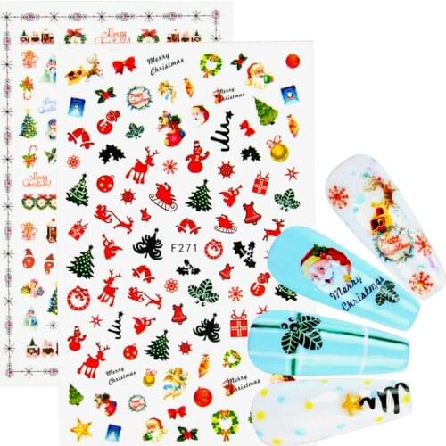 1 PC 3D Strawberry Cartoon Sticker Decals Christmas Design Adhesive Manicure Tips Nail Art Decorations