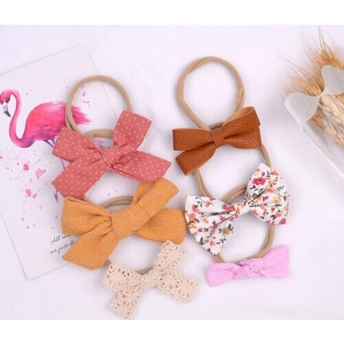 10pcs/lot Cute Bow Baby Headband for Girl Nylon Head Bands Turban Newborn Headbands Hairbands for Kids Baby Hair Accessories