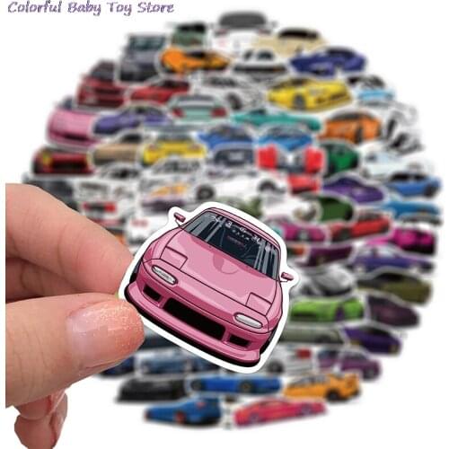 100Pcs Cool Retrofit Racing Car Graffiti Stickers Bike Luggage Guitar Stickers