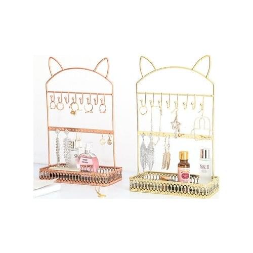 19*10*30cm Fine Metal Earrings Necklace Display Stand Wall Frame Holder Iron Painted 2 Layer Jewelry Showcase 2 Colour Available