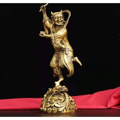38cm(H) Antique Old QingDynasty Brass Remove evil idols Statue ， Decoration Decorations