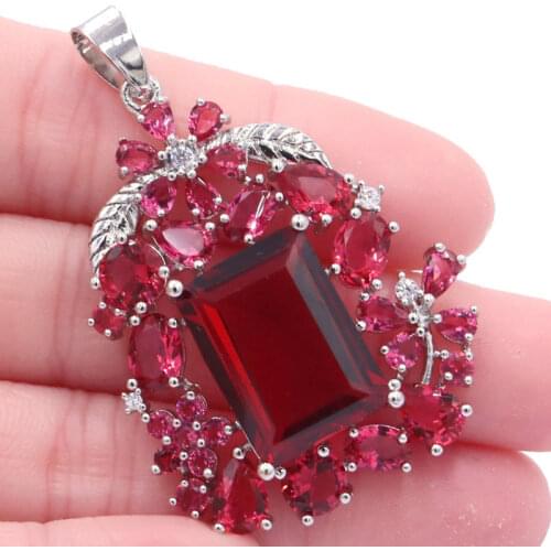 40x21mm Stunning Created London Blue Topaz Rhodolite Garnet Cubic Zircon For Women Silver Color Pendant Wholesale Drop Shipping