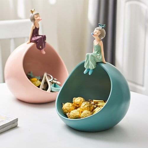 Home decoration accessories Modern girl blowing bubbles storage box resin Anime decoration fairy tale figurines gift decoration