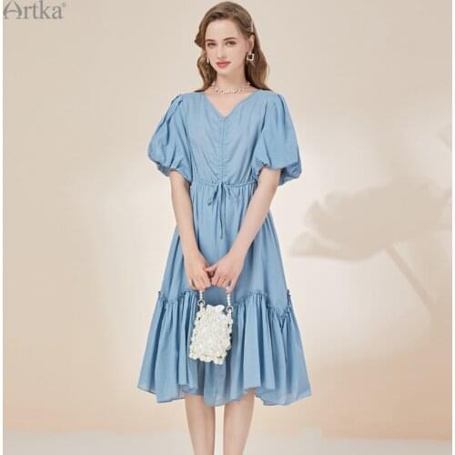 Голубые летние платья Artka China At AliExpress