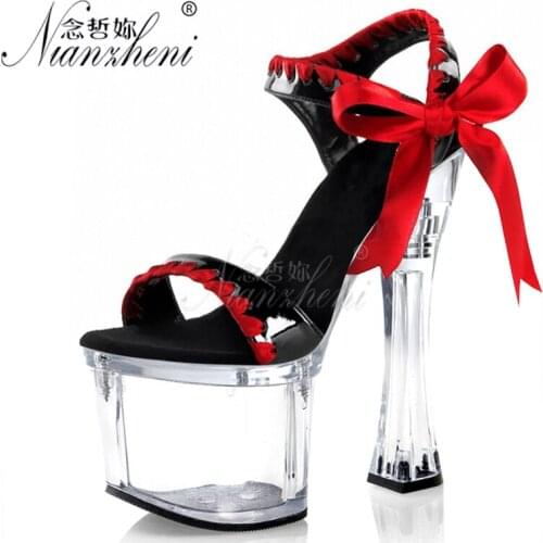 Butterfly Mixed colors Crystal Spool heels 18cm Super High heeled shoes Platform 7 inches Nightclub Womens Sandals All match
