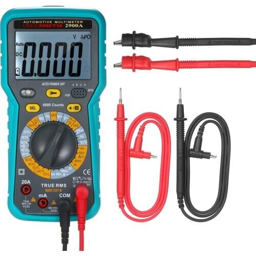 Digital Multimeter Professional 6000 Count LCD Digital Automotive Multimeter True RMS Universal Tester with Flashlight