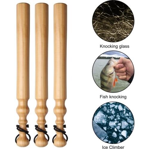 14Inch Wooden Fishing Priest Knock Stun Fish Stick For Natural Wood Color Varnished Fishing Bat