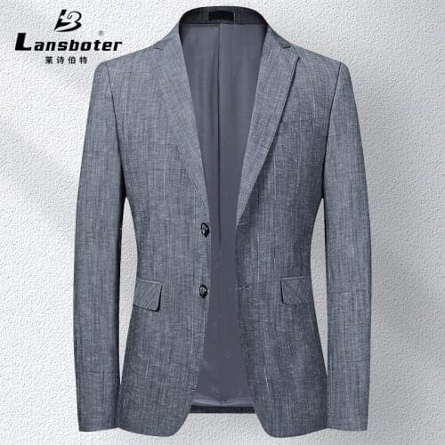 Elegant Gray Blazer Men High Quality Slim Fit Two Buttons Suit Jacket Men Terno Masculino Blazers Working Blazer Dress FS-200