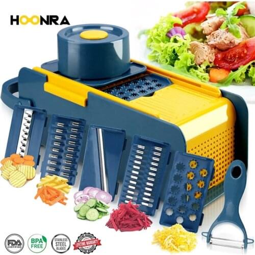 HOONRA Vegetable Cutter Slicer Multifunctional Vegetable Slicer Fruit Potato Peeler Carrot Grater Cutting Kitchen Tools Basket