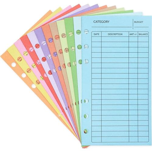 12PCS Colorful Cash Envelopes with Pre-Punched Holes for Money Budgeting Cash Envelope System for Money Saving,12 Assorted Color