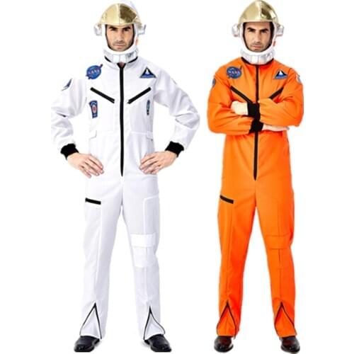 Adult Astronaut Costume Pilot Suit Couple Space Flight Suit Halloween cosplay Jumpsuit with Helmet