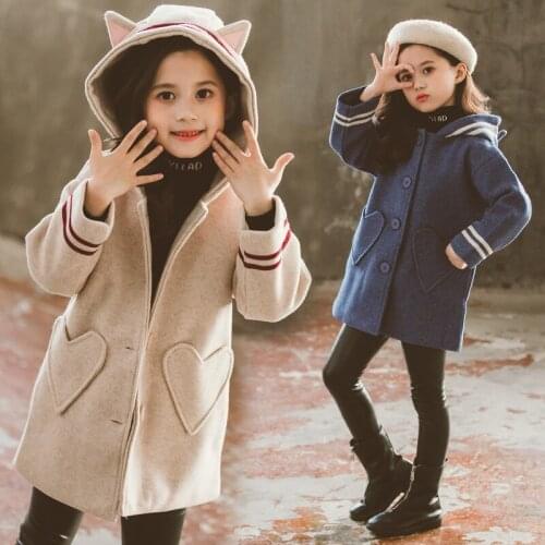 Sweethear Jacket Winter Spring Coat Outerwear Top Children Clothes School Kids Costume Teenage Girl Clothing Woolen Cloth High Q