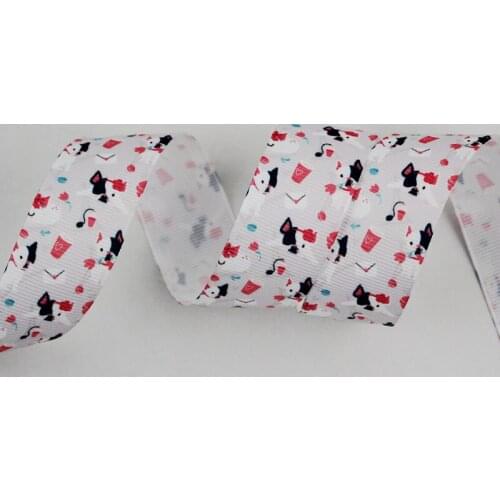 9mm/16mm/22mm/25mm/38mm/75mm dog print grosgrain ribbon 10/25/50yards DIY gift wrap sewing wedding decor ribbon