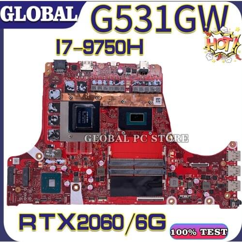 KEFU Motherboards G531G Laptop motherboard for ASUS G531GW G531GV G731GV 100% TEST original mainboard I7-9750H RTX2060/6G
