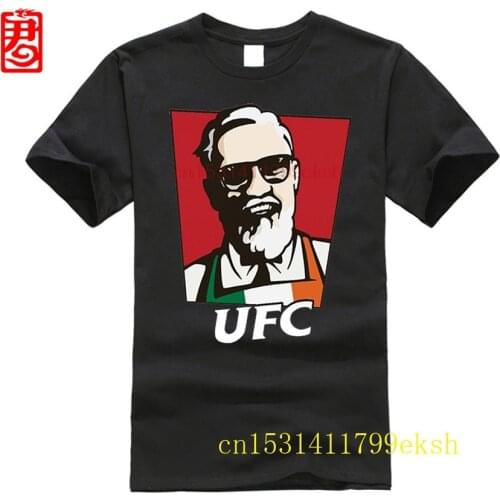 The King Conor Mcgregor KFC Creative Hipster T Shirt for Men Short Sleeved Tops Grey Tees Pure Cotton Crewneck T-Shirts