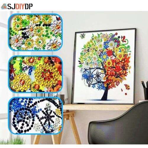 SJDIYDP 5D Special Shaped Diamond Painting Four Seasons Cross Stitch Embroidery Kits Part Crystal Rhinestone Painting Decoration