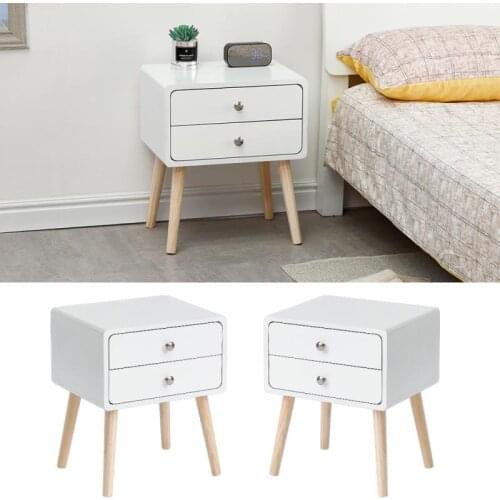 Nordic Minimalist Bedside Table With Two Drawer Mini Practical Beauty Bedroom Furniture Saving Space Nightstands Bed Table HWC