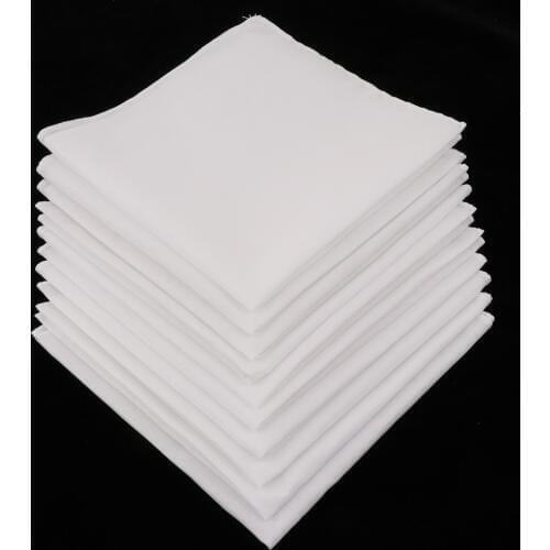 10pcs Mens White Handkerchiefs 100% Cotton Square Super Soft Washable Hanky Chest Towel Pocket Square 28 x 28cm
