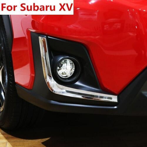 The new For Subaru XV 5-door Hatchback 2017 - 2021 ABS Chrome Exterior Front Fog Light Lid Eyelid Trim Lamp Foglight Bumper 2pcs