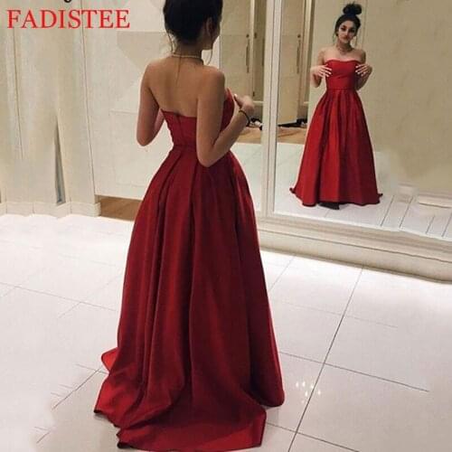 New Style Sexy Strapless Simple Satin Prom Dresses Robe De Soirée De Mariage Vestido De Fiesta De Boda Платья для выпускного