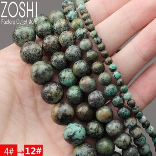 Wholesale Natural Stone African Turquoises Round Loose Beads 15" Strand 4-12 MM Pick Size For Jewelry Making High Quality DIY