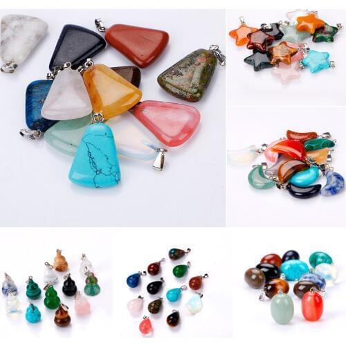 Wholesale 12PCS Colors Pendant Necklace Amethysts Natural Crystal Stone Pendants Handmade Charm Jewelry DIY Necklace Fashion New