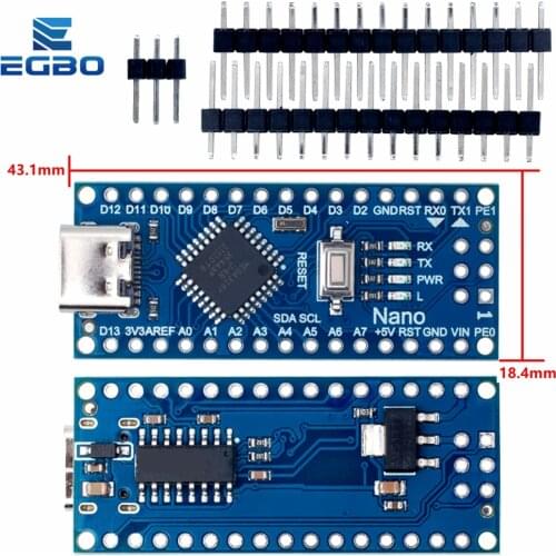 EGBO Type-C USB CH340 Nano 3.0 ATmega328P Controller Board Compatible For Arduino Nano CH340 USB Driver Nano V3.0 ATmega328