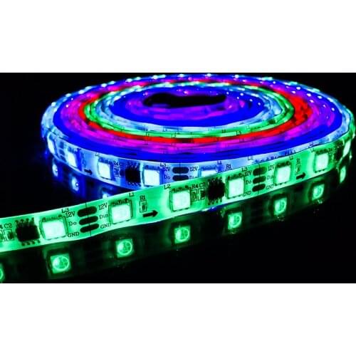 IP20 Pixel Full Color LED Strip Lights for Home Decoration 60 LEDs SMD 5050 DC 12V RGB 5M Neon Light