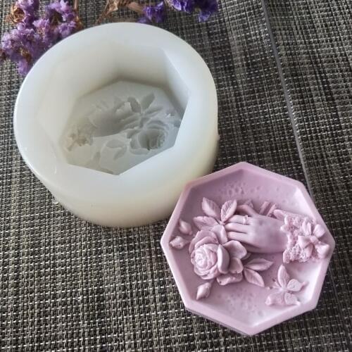 PRZY silicone soap mold 3D hexagon flower shape mold for soap making DIY handmade soap molds cake molds resin clay mold