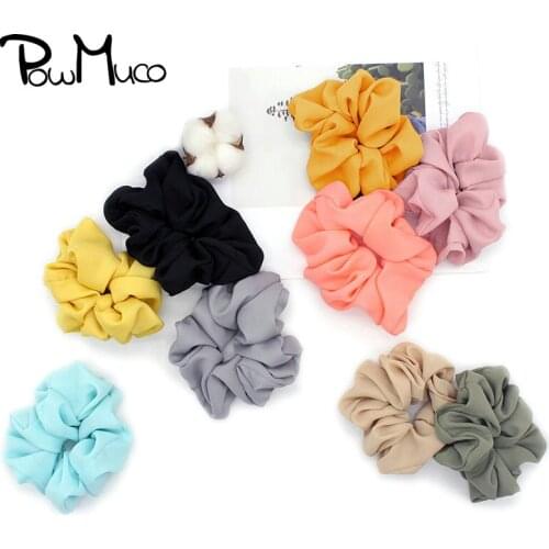 Powmuco Vintage Printed Chiffon Large Intestine Hair Rope DIY Handmade Girls Elastic Hairband Ponytail Accessories Styling Tools