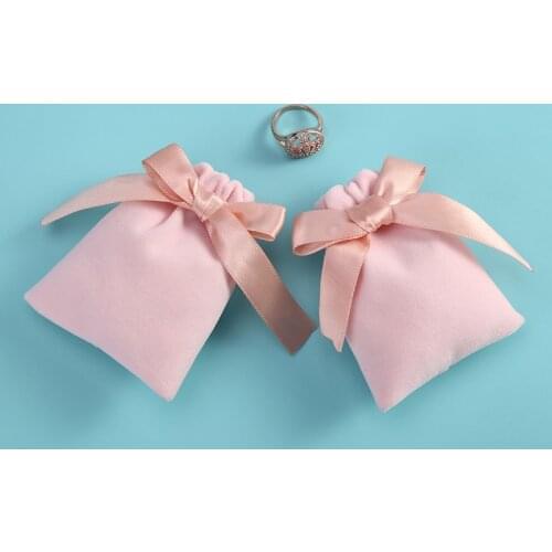 Pink Velvet Bag Jewelry Bag with Ribbon Jewelry Organizer Packing Wedding Party Candy Pouches Gift Bag Personalizado Christmas