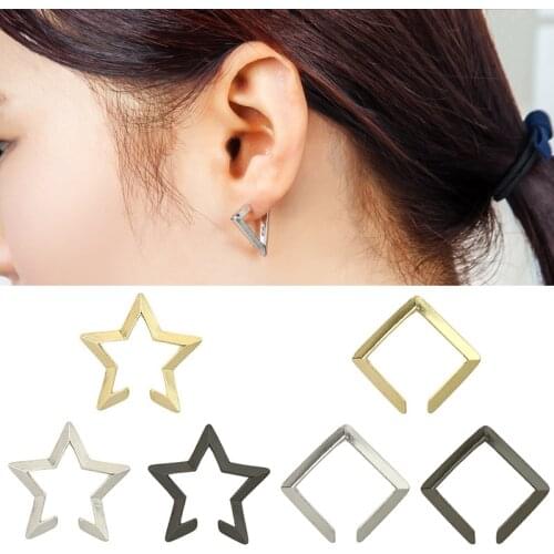 1 pcs Simple Star Square Triangle Geometry Ear Clips Earrings For Women Ear Cuff Earring On Ear Stud Earing No Piercing