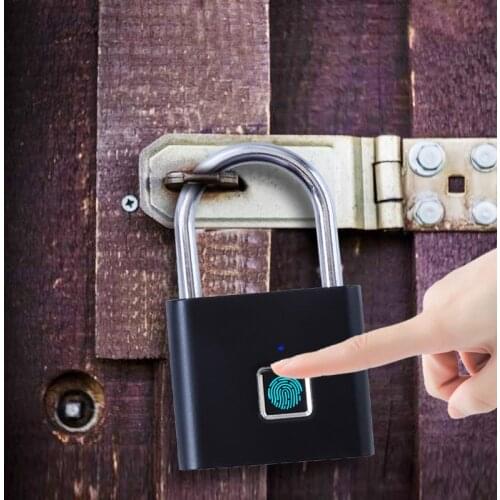 Fingerprint Padlock USB Charging Smart Padlock Keyless Portable Zinc Alloy Security Lock for Door Locker Bicycle Backpack
