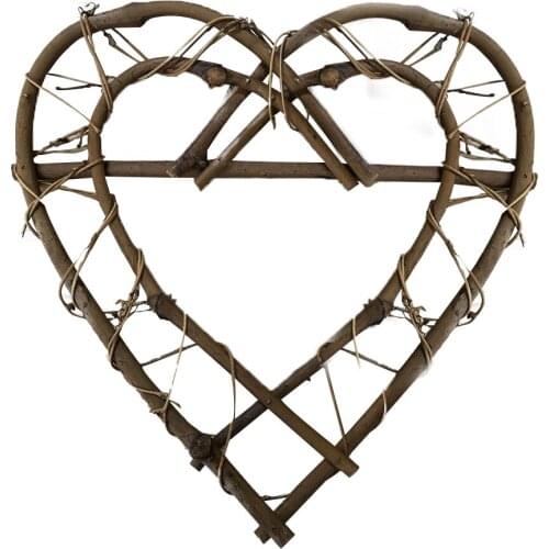 Dried Rattan Heart Frame Wedding Wreath Christmas Decoration For Home DIY Handmade Door Hanging Decor