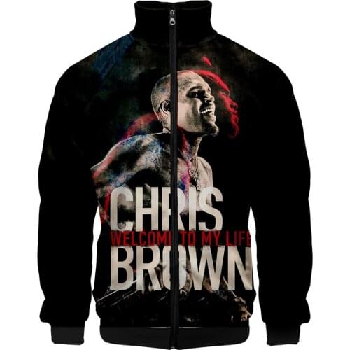 Breezy Chris Brown 3D Printed Baseball Jacket Men Women Harajuku Hip Hop Hoodies Casual Stand Collar Zipper Sweatshirt Outerwear