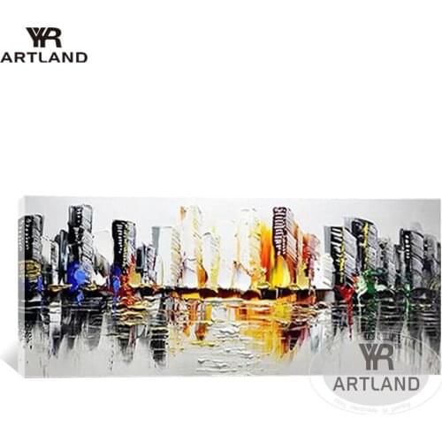 Unique gift Modern Handmade canvas oil painting wall decoration beautiful city building for living room home decor no framed