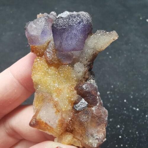 22gNatural rare purple fluorite cluster mineral specimen stone and CRYSTAL HEALING CRYSTAL QUARTZ GEM