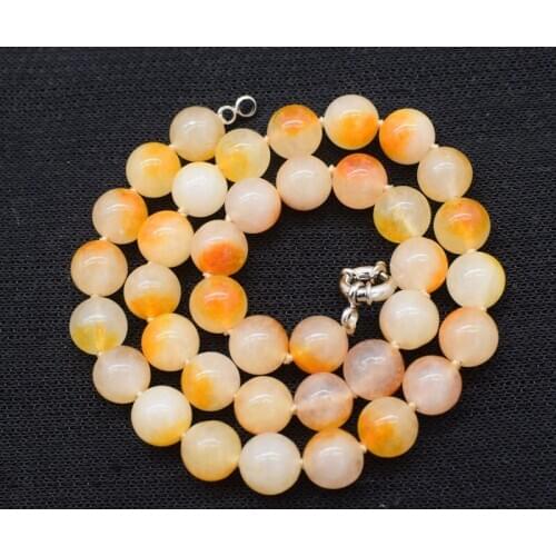 White yellow jasper round 10mm necklace 17" nature FPPJ wholesale for woman gift beads