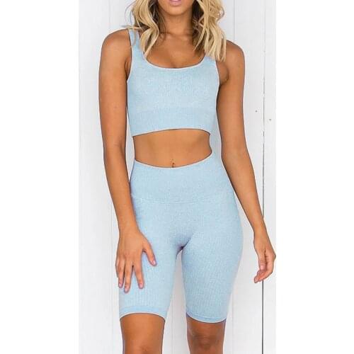 Seamless Summer Gym Set 2 Piece Set Women Lingerie Sports Bra Gym Shorts Sets Yoga Set Sportswear Running Gym Clothing Tracksuit