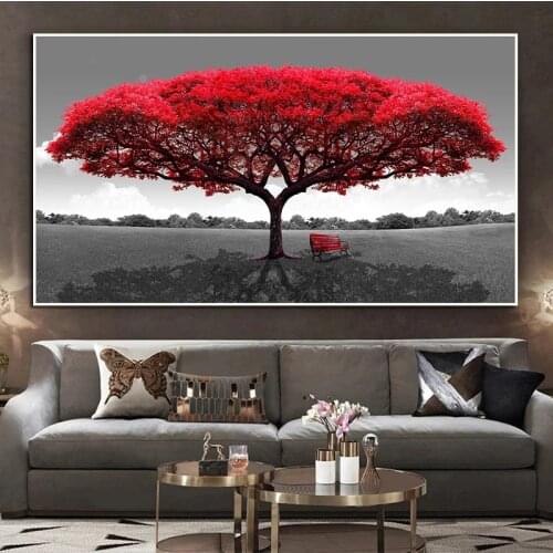 Large Canvas Painting Wall Art Tree Painting Oil Painting Wall Posters and Prints Living Room Modern Cuadros Canvas Art Picture