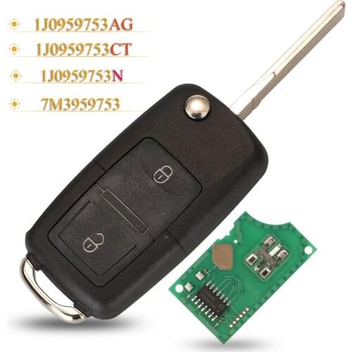 Kuttery 2 Buttons Remote Key Fob 433MHZ ID48 1J0959 753N/753AG/753CT 7M3959753 For VW Passat Golf MK4 Bora Polo