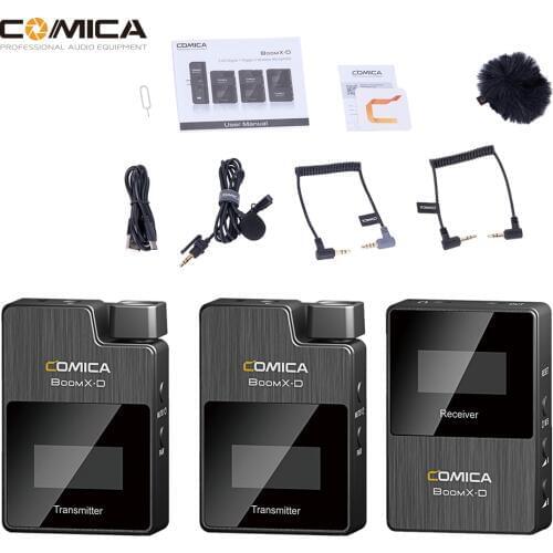 Comica BoomX-D D2 Digital Wireless Microphone System Lavalier Lapel Mic Reveiver Transmitter Kit for DSLR Cameras Smartphone